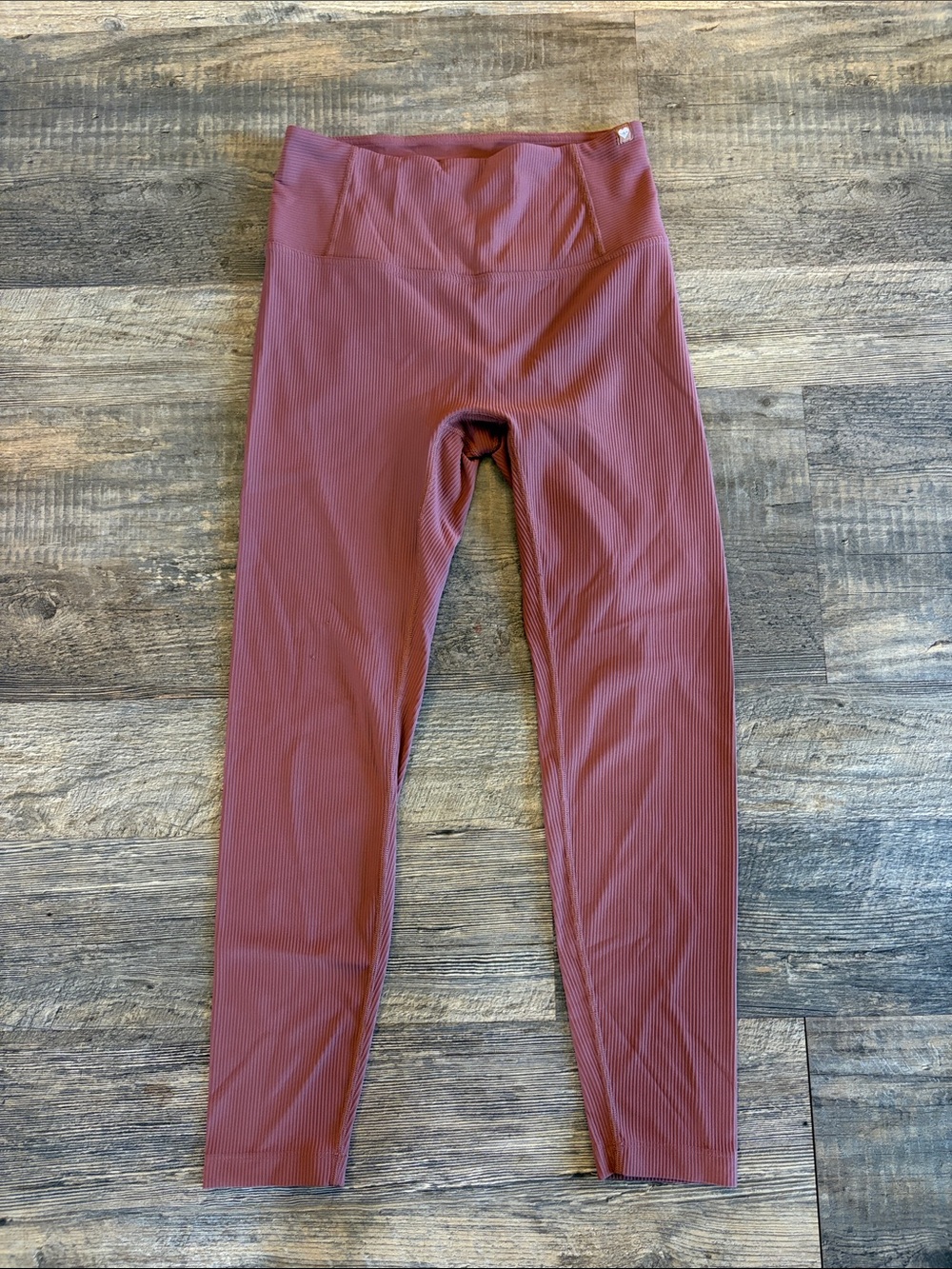 Ribbed High-Waist Leggings in Dusty Rose